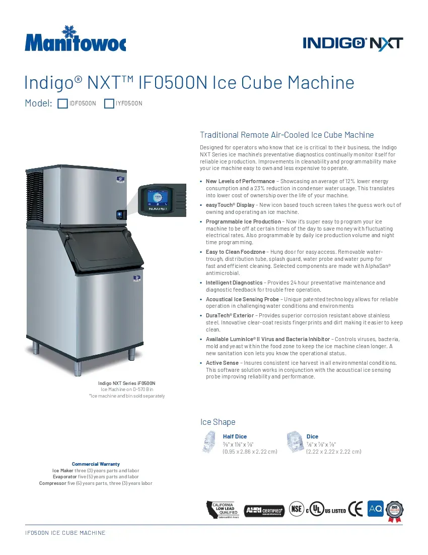 manitowoc-iyf0500n-161a-ice-maker-cube-style-specsheet-260523wu6t7z.pdf