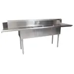 BK Resources BKSDT-3-20-12-20RS, Dishtable, with Potsinks